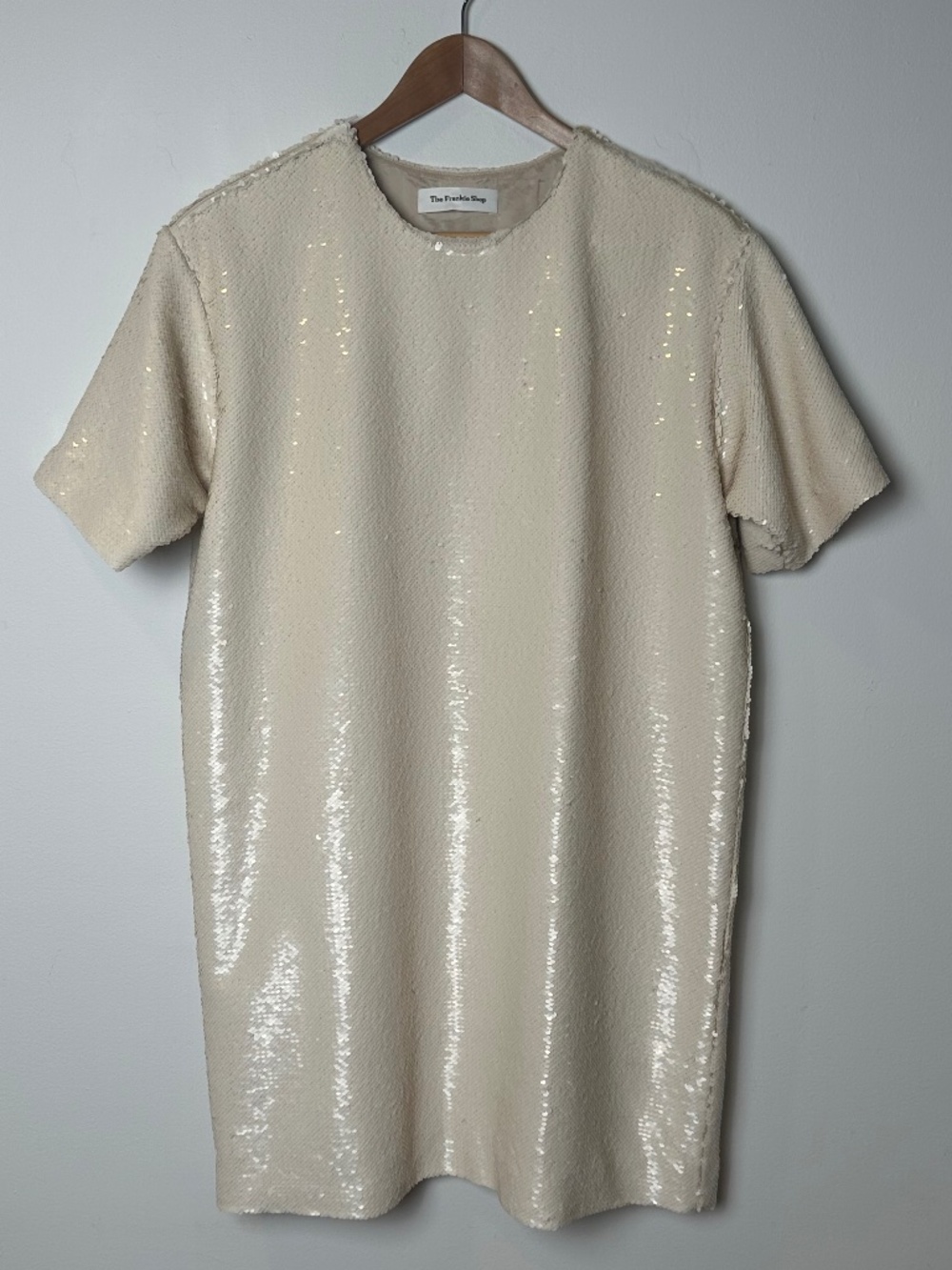 The Frankie Shop Riley Sequin Mini Dress Cream